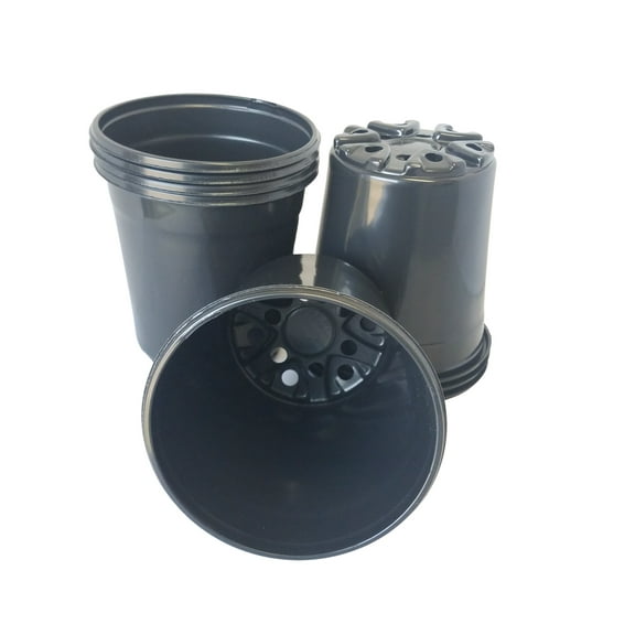 Landmark 6.5" Diameter x 6.5" Deep Round Plastic Plant Pots, Qty. 24