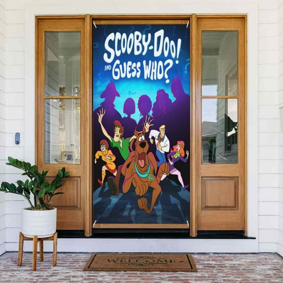 Scooby-Doo Door Cover Decorations Door Banner Porch Sign Banner For Indoor Outdoor Wall Home Party Supplies 72.8 x 35.4 Inch