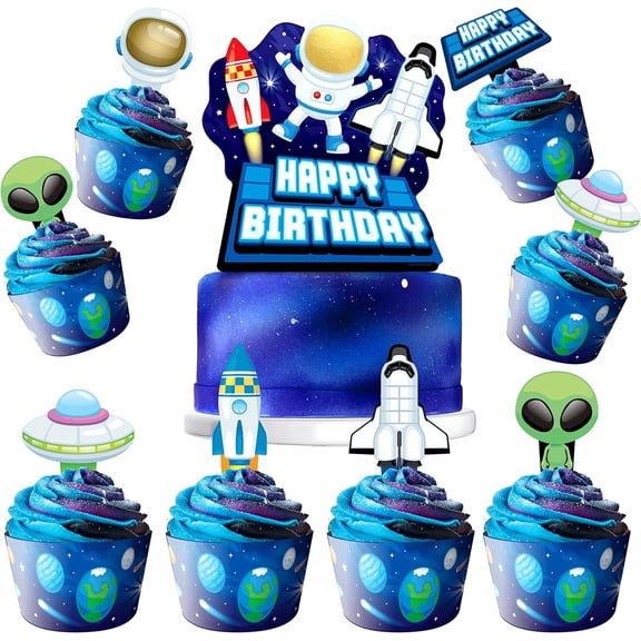 Outer Space Cake Topper & Outer Space Cupcake Toppers Kit