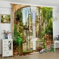 thumbnail image 4 of Italian Blackout Curtains,Flowers Stone Arch Mediterranean Town View Window Treatment for Living Room Bedroom,Home Decor Curtain Drapes Set 2 Panels,84x84 Inches, Style-1, 4 of 5