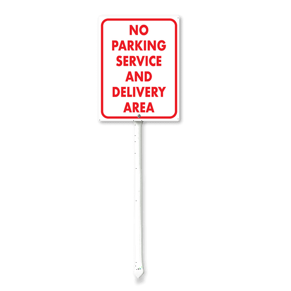Eveokoki No Parking Service and Delivery Area Yard Sign with Stake 8x12inch Yard Decoration Rustproof Outdoor Aluminum Sign for Yard Garden Lawn Street Outdoor