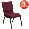 thumbnail image 3 of 4 Pk. HERCULES Series 18.5''W Burgundy Patterned Fabric Stacking Church Chair with 4.25'' Thick Seat - Gold Vein Frame, 3 of 9