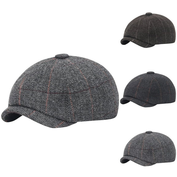 SGFCWSX Men's Wool Blend Cap,Comfortable Casual Outdoor Wool Octagonal Newsboy Gray M
