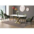 thumbnail image 3 of LeisureMod Voren Mid-Century Modern Dining Table with a 55" Sintered Stone Rectangular Tabletop in Gold Stainless Steel Base for Kitchen and Dining Room, White, 3 of 10