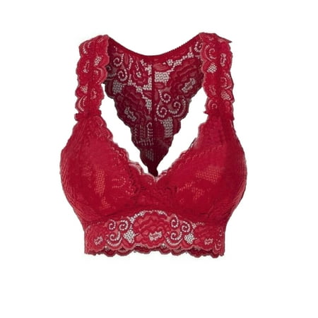 

Eyicmarn Womens Sexy Racerback Lace Bralette Bustier Breathable Crop Top Lace Bra