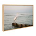 thumbnail image 2 of Kate and Laurel Sylvie Great White Heron Isla Holbox Framed Canvas Wall Art by Crystal Lynn Collins, 23x33 Natural, Soft Coastal Beach Bird Ocean Art for Wall, 2 of 6