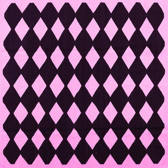 Ahgly Company Indoor Square Abstract Pink Contemporary Area Rugs, 3' Square