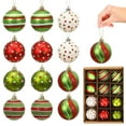 thumbnail image 2 of 12 Pcs 2.4" Inch Christmas Ball Ornaments Glittering Plastic Hanging Decorations Elf Balls Swirl Candy Cane Peppermint Red and Green Christmas Tree Pendants for Xmas Tree Decoration, 2 of 6