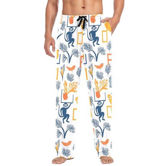 FORMRS Mens Pajama Pants with Pockets Sleepwear Lounge Bottoms Sizes S-2XL, Tropical Jungle Vibes