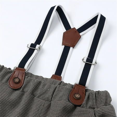 

Cathalem Size 4 Boys Clothes Toddler Kids Baby Boys Gentleman Suit Shirt Long Sleeve Bowtie Plaid Suspender Swear Outfits Childrenscostume Brown 3-4 Years