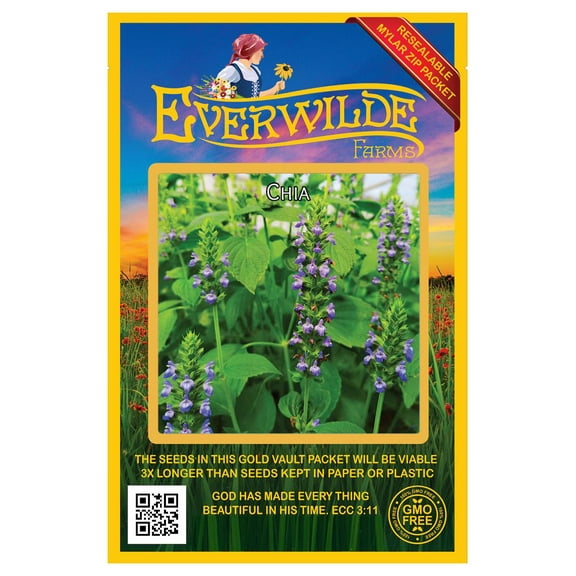 Everwilde Farms - 1000 Chia Herb Seeds - Gold Vault Jumbo Bulk Seed Packet