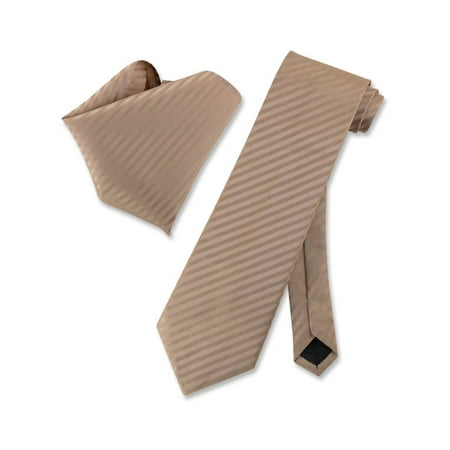 Light Brown Necktie - Vesuvio Napoli MOCHA Light BROWN Striped NeckTie & Handkerchief Matching Tie