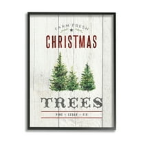 Stupell Industries Fresh Christmas Trees Country Advertisement Rustic Pattern Holiday Painting Black Framed Art Print Wall Art, 24 x 30