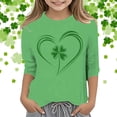 thumbnail image 2 of CONZONE St. Patrick'S Day Toddler Baby Girls T Shirts 3/4 Sleeve Fashion Clover Graphic Tee Shirt for Girls Crew Neck Soft Loose Childrens Spring Tops, 2 of 4
