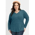 thumbnail image 3 of CASSIE LIZ Fall Tops For Womens Plus Size 4X Long Sleeve Casual V Neck Lightweight Blue Sweatshirts Pullover Trendy Tunics Sweaters Winter 4XL 24W 26W, 3 of 6