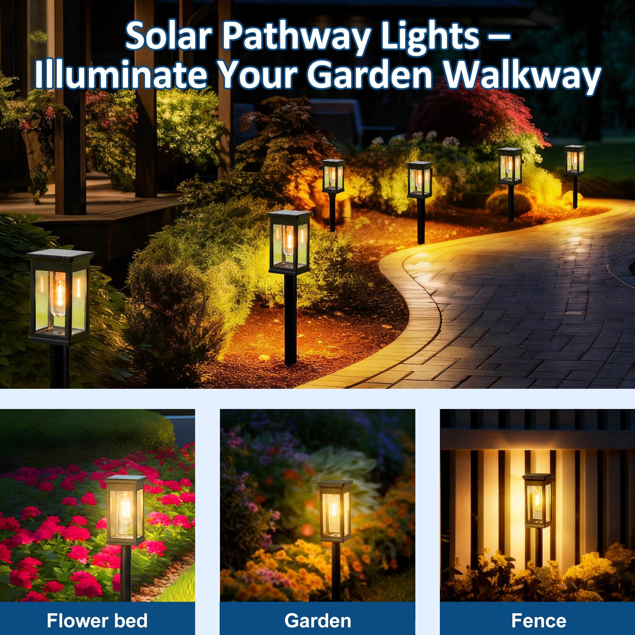 LOFTER-Pro Solar Pathway Lights Outdoor, 6 Pack Solar Landscape Lights, IP54 Waterproof LED Garden Lights, Auto On/Off Solar Powered Yard Lights for Lawn, Patio, Walkway, Driveway