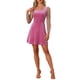 thumbnail image 2 of INSPIRE CHIC Vestido de Terciopelo para Mujeres con Cuello Cuadrado, Mangas de Malla y Estampado de Estrellas, Vestidos de Fiesta y Prom, Rosa Fucsia S, 2 of 6