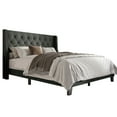 thumbnail image 4 of Home Design Medford Twin Tufted Upholstered Panel Bed with Wingback Headboard and Button Tufting, Charcoal Gray, Easy Assembly, 4 of 5