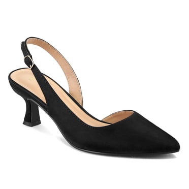 Pennysue Women's Slingback Heels Black Suede Pointed Toe Dress Pumps 8M