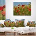 thumbnail image 3 of Designart Wild Poppy Flowers in Green Garden - Floral Throw Pillow - 16x16, 3 of 4