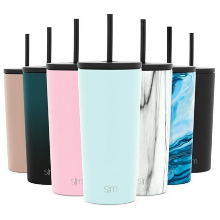 Simple Modern 20oz. Classic Tumbler with Straw Lid & Flip Lid - Travel Mug Gift Vacuum Insulated Coffee Beer Pint Cup - 18/8 Stainless Steel Water Bottle -Seaside