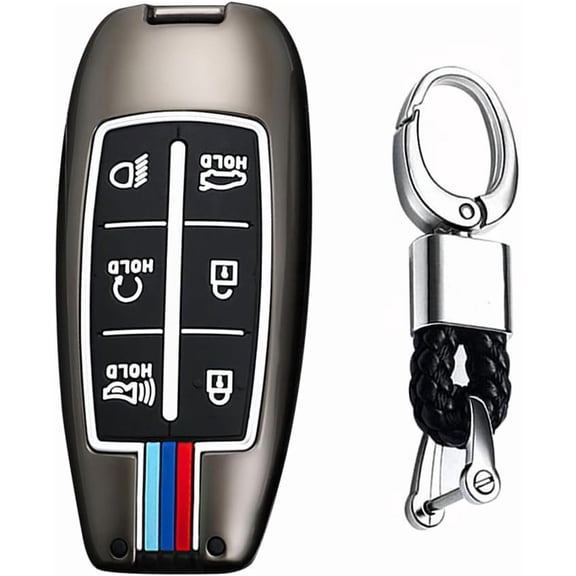 Key Case Cover Fit for Genesis GV70 GV80 Key fob Keychain Key Housing Key Accessories Protector 6 Button