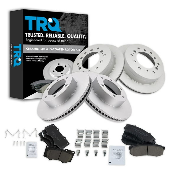 TRQ Front and Rear Brake Pad & Rotor Kit Brake Pads Brake Rotor Ceramic Premium G-Coated Fits Select 2003-2007 Toyota Sequoia