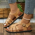 thumbnail image 6 of Hoshose New Summer Retro Women Sandals Solid Color Belt Buckle Open Toe Hollow out Non Slip Casual Beach Sandals, 6 of 8