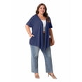 thumbnail image 5 of PINKSIR Women's Plus Size Short Sleeve Cardigan Lightweight Breathable Summer Open Front with Pockets Navy Blue 2X, 5 of 8
