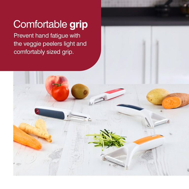 Zyliss Smooth Glide Peeler Set - 2 Piece Peeler Set, Peel Fruits and  Vegetables with Comfy Ergonomic Grip - Red/Grey – Zyliss Kitchen