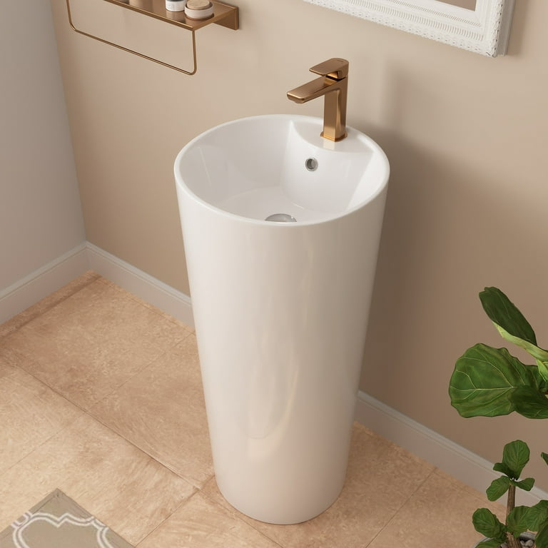 33.66 in. Tall Circular Basin Pedestal Bathroom Sink in