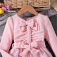 thumbnail image 6 of WOYY Girls Bow Long Sleeve Dress Mesh Birthday Party Princess Dresses, Pink, Sizes 3-7, 6 of 8