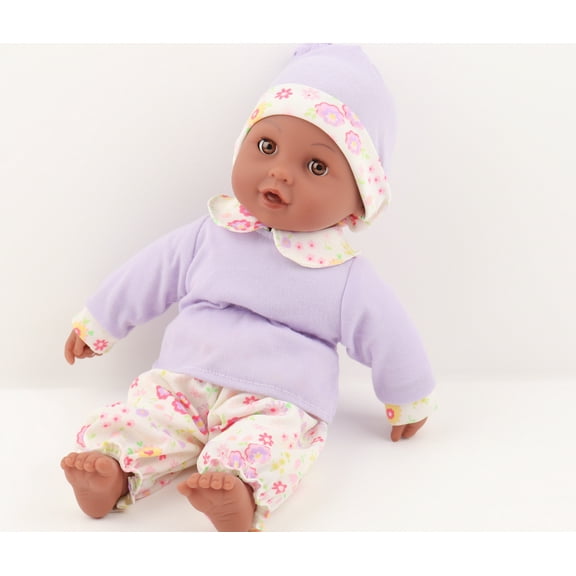 15-inch dark-skinned soft rubber blinking BJD doll (with washable hat and jumpsuit)