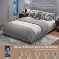 thumbnail image 3 of LED Bed Frame with 2 Drawers and Headboard, Cute Upholstered Bed with Storage, Sturdy Platform Bed, No Box Spring Needed, Wooden Slats, Noise Free, Grey,Full Size, 3 of 8
