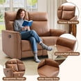 thumbnail image 4 of Bonzy Home 2-Seater Manual Recliner Sofa - Wall Hugger Loveseat with Split Back Design, Brown Leather Reclining Couch for Small Spaces, 700lb Capacity, 4 of 8