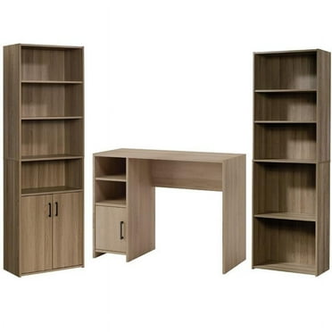 Home Square 3 Piece Furniture Set with 2 Bookcase and Computer Desk in Oak