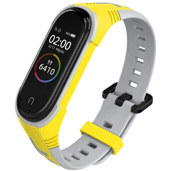 KOMI Watch Band Compatible with Xiaomi Mi Band 8 / Mi Band 7 6 5 / Mi Band 4 3, Replacement Silicone Strap for Mi Band 8 7 6 5 4 3 Smartwatch Women Men Yellow-Grey