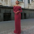thumbnail image 3 of Off shoulder Long Sleeve Maxi Dress (M, Black), 3 of 8