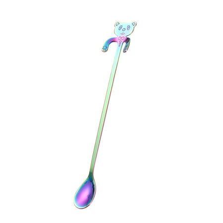

Hfyihgf Hangable Stainless Steel Spoon 304 Stainless Steel Ice Spoon Stirring Spoon Cute Cartoon Little Handle Coffee Spoon