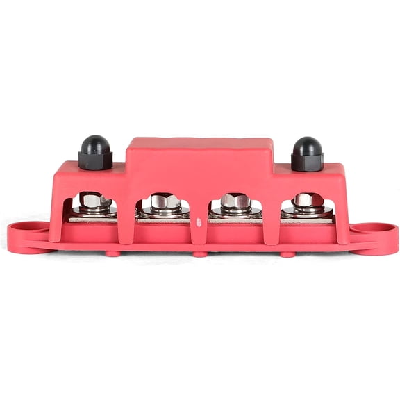 LABLT 4 Way Terminal Junction Block Busbar 3/8 250A 12V with Cover Red