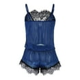 thumbnail image 3 of Pxiakgy womens underwear Women's Short Sets Pajamas Piece Set Satin Piece Shorts Pant Loose Camisole Sleepwear Nightwear 2 Cami Two Blue + XXL, 3 of 8