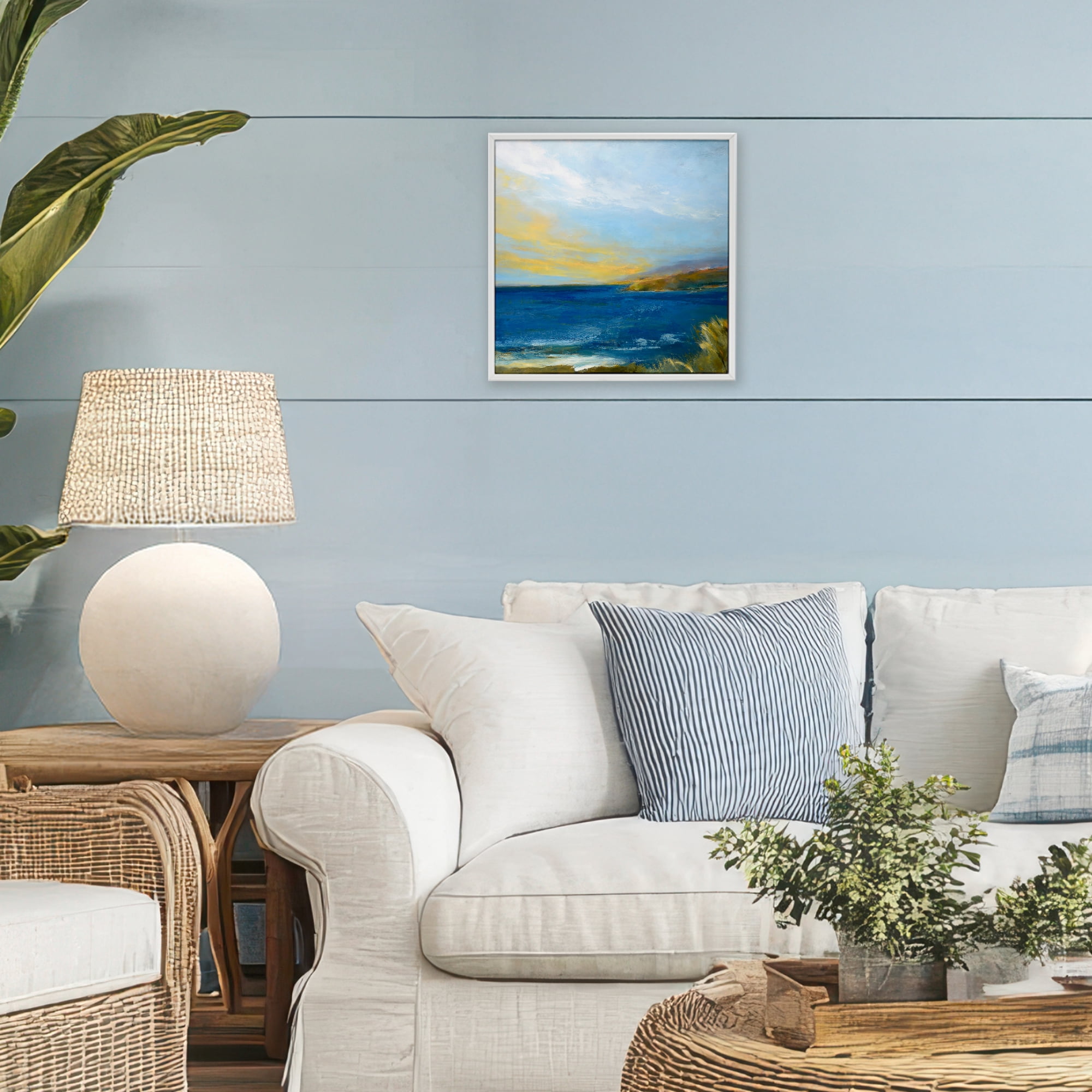 Stupell Industries Vibrant Ocean Light at Dusk White Framed Giclee Art, design by Patrick Dennis