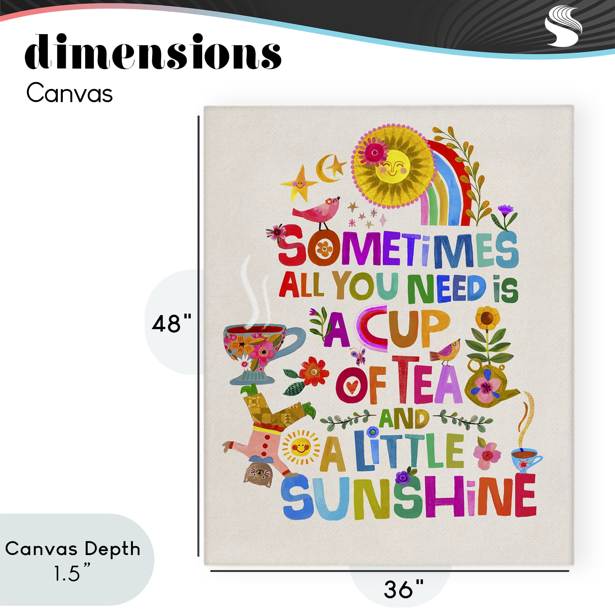 Stupell Industries Cup Of Tea & Sunshine Canvas Wall Art, design by Katherine Herrell Studio