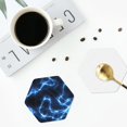 thumbnail image 5 of Kll Hexagon Drink Coasters Set Of 4,Pu Leather Absorbent Coasters Set Decorative Coffee Cup Coasters Housewarming Gift For Home Decor-Blue Lightning, 5 of 9