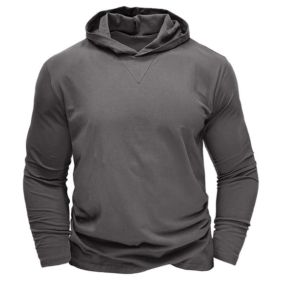 Dagegui Mens Cotton Hoodie Long Sleeve Hooded Shirts Solid Fall Pullover Lightweight Athletic Gym Workout Tops Dark Gray S