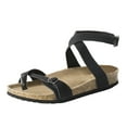 thumbnail image 1 of IUJSOY Womens Slide Sandals Cork Footbed Clip Toe Cross Ankle Strap Adjustable Buckle Flat Sandals, 1 of 8
