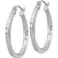 thumbnail image 2 of Sterling Silver Rh-Plated Satin Diamond-Cut 2.5X25mm Twisted Hoop Earrings (27 X 25) Made In Mexico qe4598, 2 of 5
