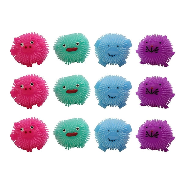 SET OF 12 (2") Tiny Animal Puffer Balls Sensory Fidget and Stress