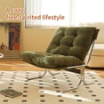 thumbnail image 4 of S-HOME Modern Accent Chair in Cushioned  Fabric with Metal Chrome Frame with Deep Seat for Living Room and Office Seating, Green, 4 of 11