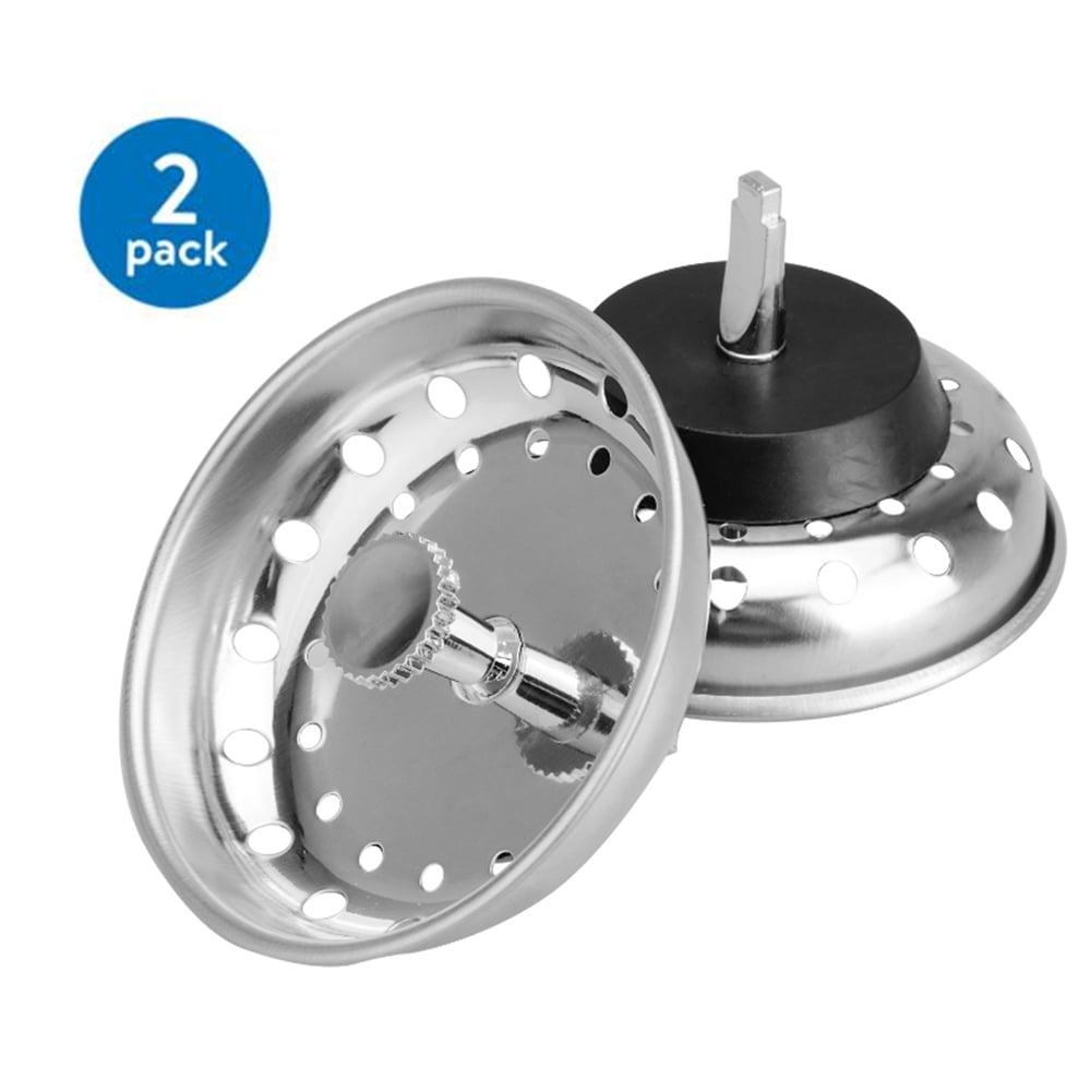 2Pcs Kitchen Sink Strainers, Stainless Steel Kitchen Sink Drainers, 3.15inch Diameter Rim Kitchen Drain Stopper with Rubber Stopper, Traps Food Debris and Prevents Clogs, Fits for Kitchen Drain